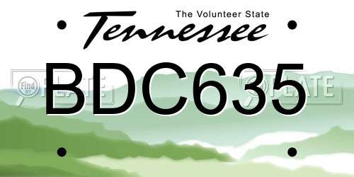 BDC635 Tennessee License Plate