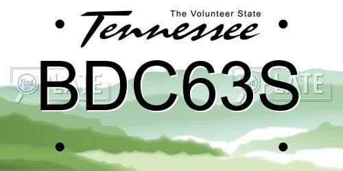 BDC63S Tennessee License Plate