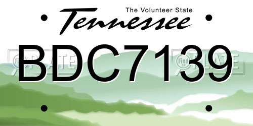 BDC7139 Tennessee License Plate