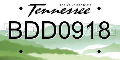 BDD0918 Tennessee License Plate