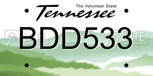 BDD533 Tennessee License Plate