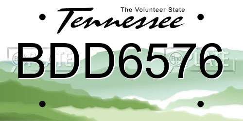 BDD6576 Tennessee License Plate