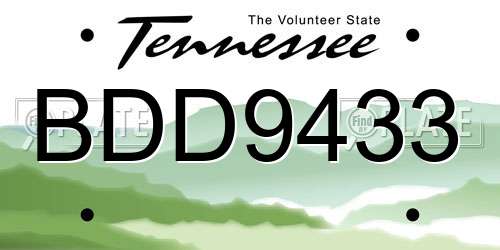 BDD9433 Tennessee License Plate