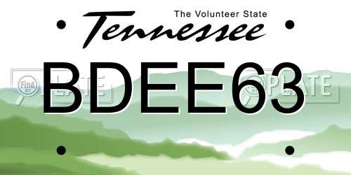 BDEE63 Tennessee License Plate