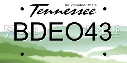 BDEO43 Tennessee License Plate