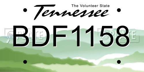 BDF1158 Tennessee License Plate