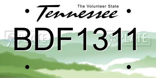 BDF1311 Tennessee License Plate