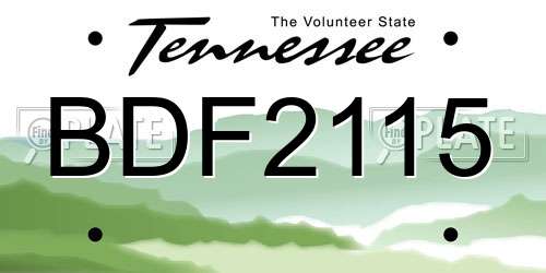 BDF2115 Tennessee License Plate