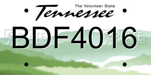 BDF4016 Tennessee License Plate