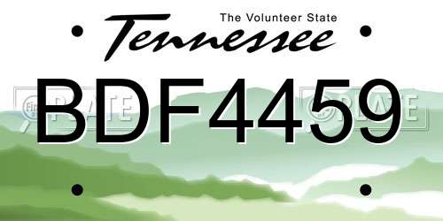 BDF4459 Tennessee License Plate