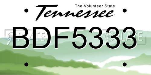 BDF5333 Tennessee License Plate