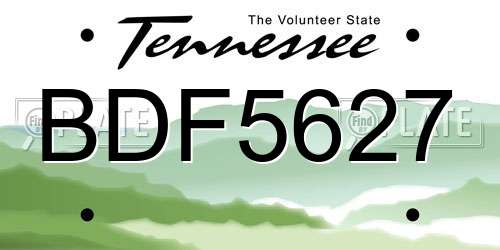 BDF5627 Tennessee License Plate
