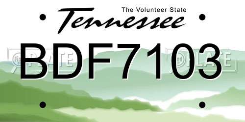 BDF7103 Tennessee License Plate