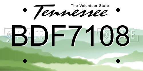 BDF7108 Tennessee License Plate