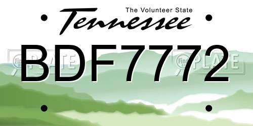 BDF7772 Tennessee License Plate
