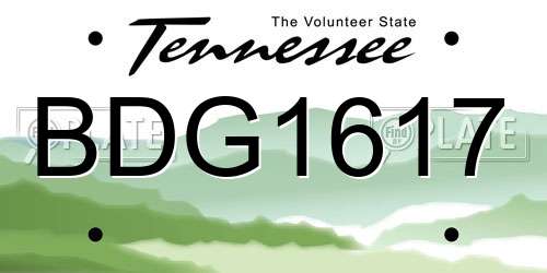 BDG1617 Tennessee License Plate