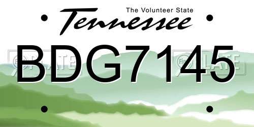 BDG7145 Tennessee License Plate