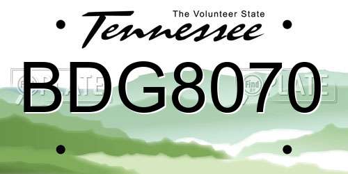 BDG8070 Tennessee License Plate