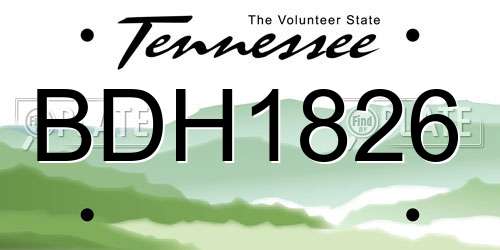 BDH1826 Tennessee License Plate