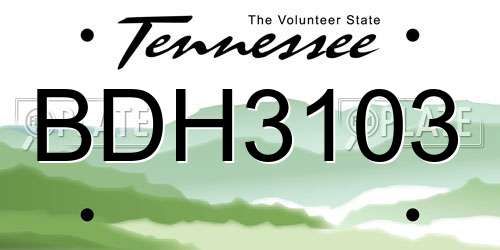 BDH3103 Tennessee License Plate