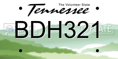 BDH321 Tennessee License Plate