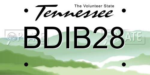 BDIB28 Tennessee License Plate
