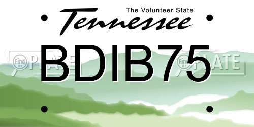 BDIB75 Tennessee License Plate