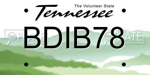BDIB78 Tennessee License Plate
