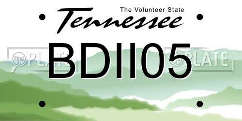 BDII05 Tennessee License Plate