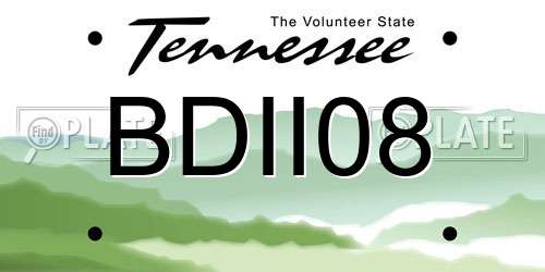 BDII08 Tennessee License Plate