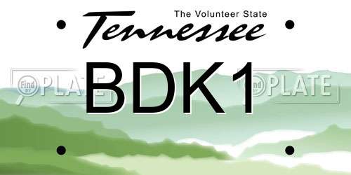 BDK1 Tennessee License Plate