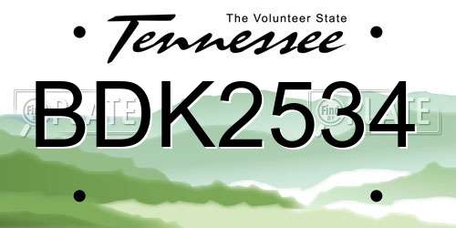 BDK2534 Tennessee License Plate