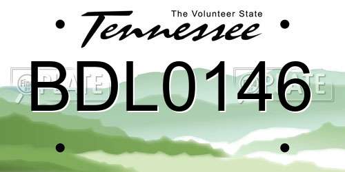 BDL0146 Tennessee License Plate