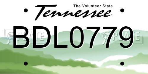 BDL0779 Tennessee License Plate