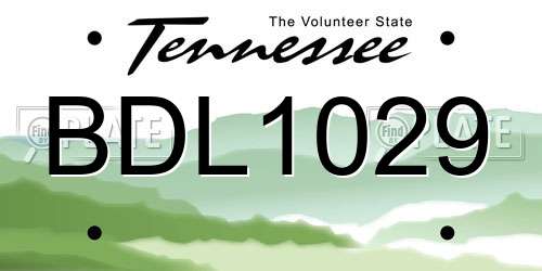BDL1029 Tennessee License Plate