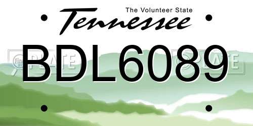 BDL6089 Tennessee License Plate