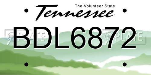 BDL6872 Tennessee License Plate