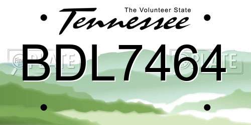 BDL7464 Tennessee License Plate