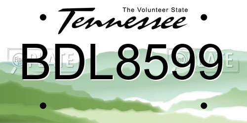 BDL8599 Tennessee License Plate