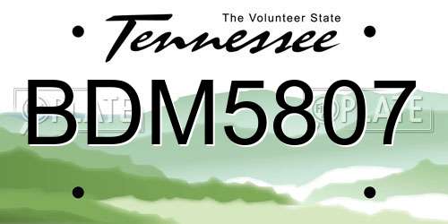 BDM5807 Tennessee License Plate