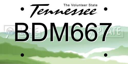 BDM667 Tennessee License Plate