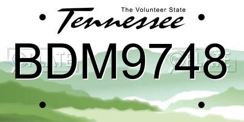 BDM9748 Tennessee License Plate