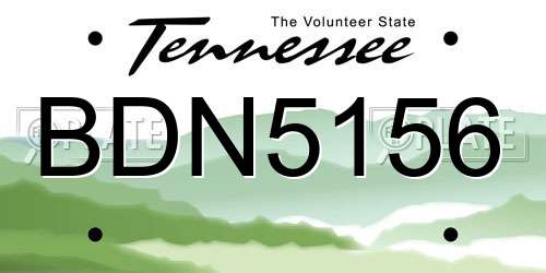BDN5156 Tennessee License Plate