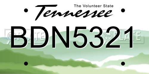 BDN5321 Tennessee License Plate