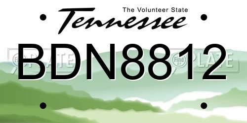 BDN8812 Tennessee License Plate