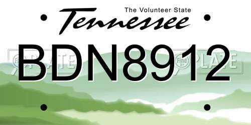 BDN8912 Tennessee License Plate