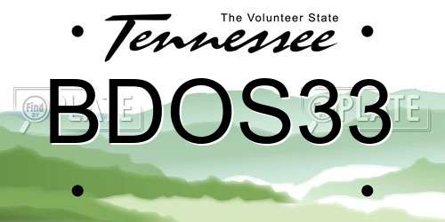 BDOS33 Tennessee License Plate