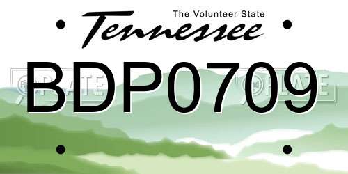 BDP0709 Tennessee License Plate