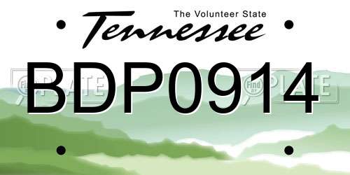 BDP0914 Tennessee License Plate