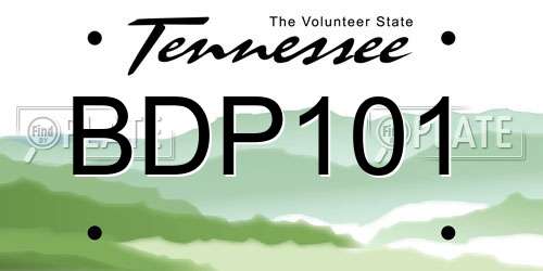 BDP101 Tennessee License Plate